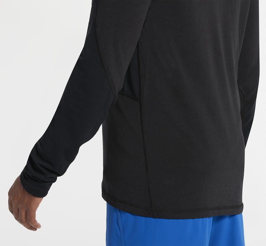 Hoka Australia One One 1/2 Zip Midlayer - Mens Tops Black - KDWFJ-7218